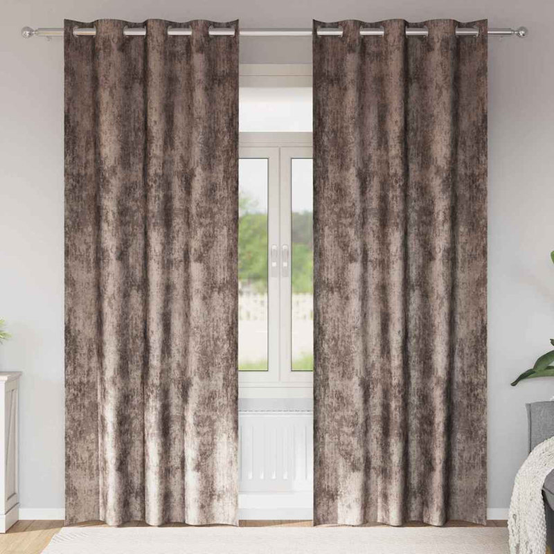 Alithia Velvet Room Darkening Curtain Pair, Cappuccino, 140cm Width x 225cm Drop