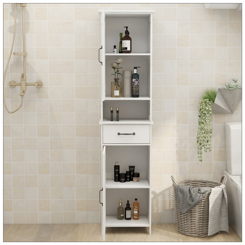 Armoire sur pied étroite à double porte à hauteur étroite avec surface peinte UV et rangement multifonctionnel