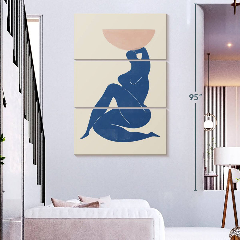 Leisha, femme abstraite avec vase, H 74 po x l 48 po