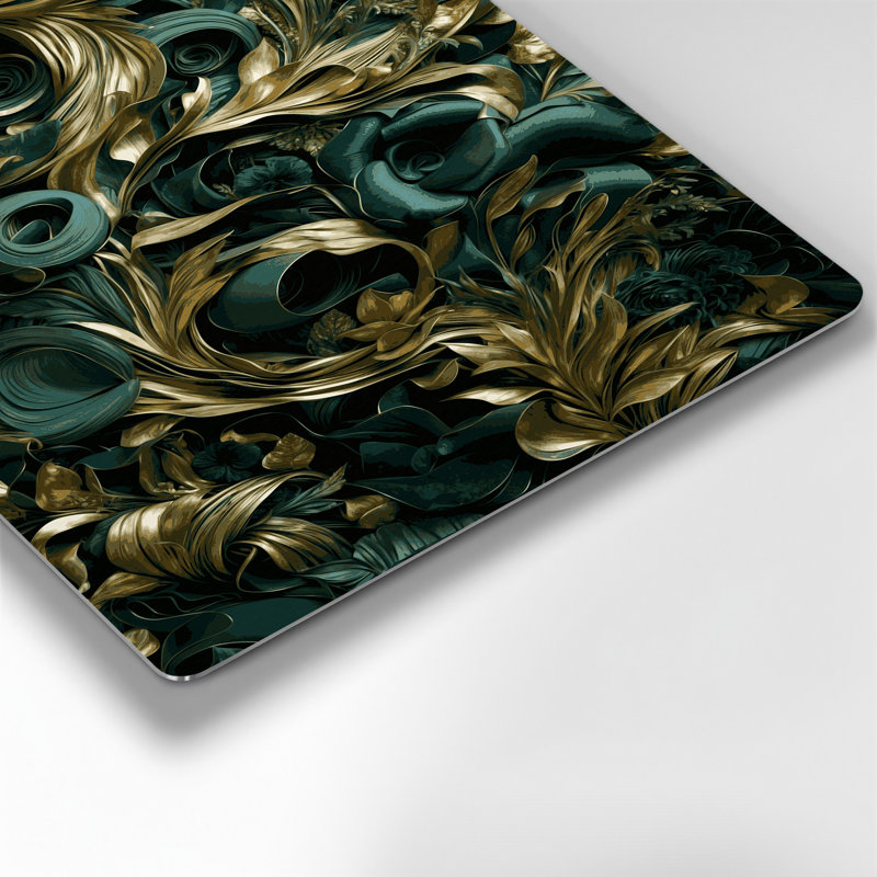 Art abstrait en métal vert 98 fleurs abstraites, 20" H x 30" W