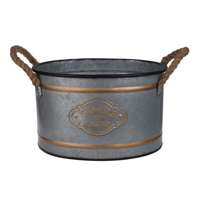 Pot décoratif en métal 3 pièces avec poignées en corde et embellissement doré, esthétique de style champêtre, dimensionnement progressif pour le rangement, 4,2 lb d'ornements, attrait esthétique, rangement peu encombrant