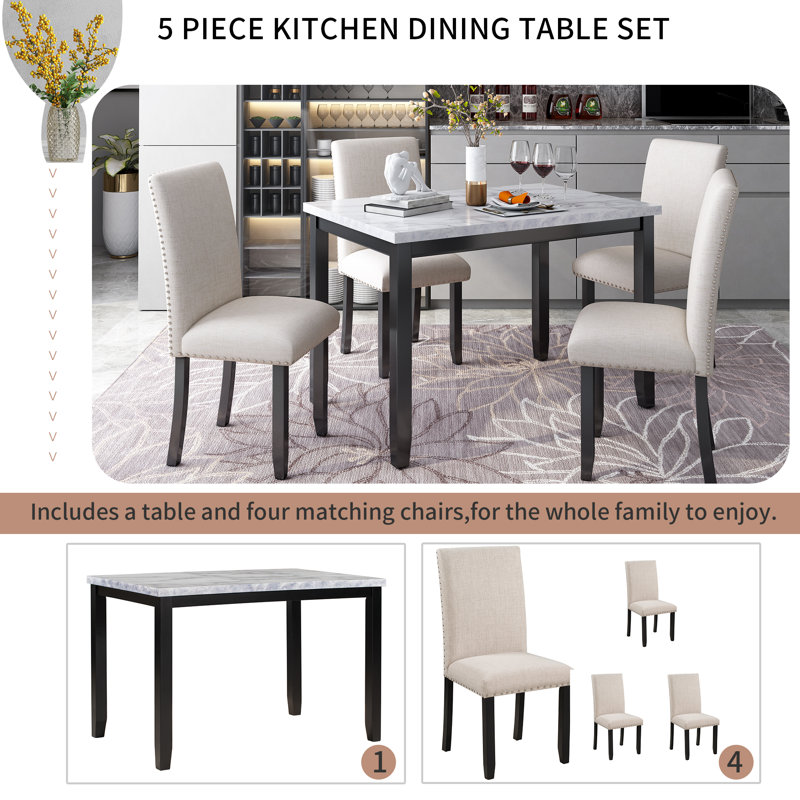 Burnest 4 - Person Four Leg Dining Set