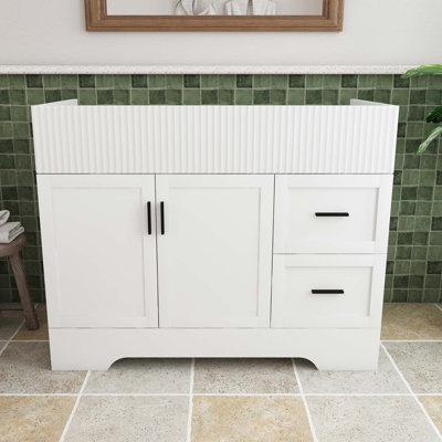 Meuble-lavabo moderne de 107 cm (42 po) avec 2 tiroirs, armoire en MDF à grain vertical avec portes à fermeture amortie et finition à base d'eau, lavabo non inclus