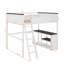 Grand lit mezzanine avec bureau, tablette ouverte et station de charge USB
