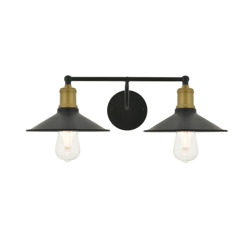 Elborough 3 - Light Bath Sconce, 5.8" H x 20.9" W x 20.9" D, 2 Lights, Black/Brass