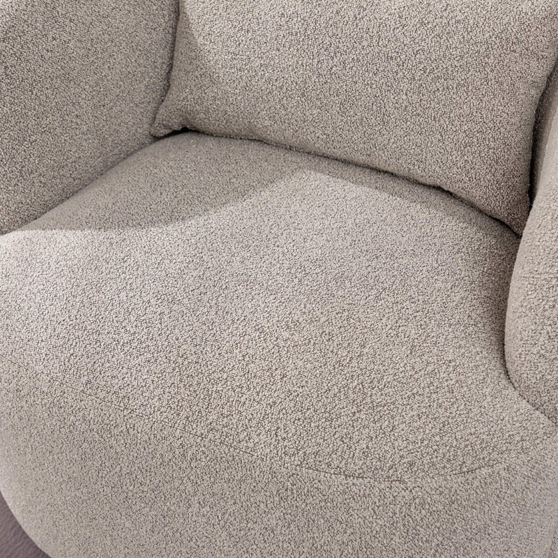 Fauteuil pivotant rembourré à boucle large de 34 po Bruschi, Boucle taupe