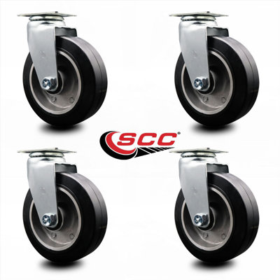 Rubber on Aluminum Caster with Roller Bearings