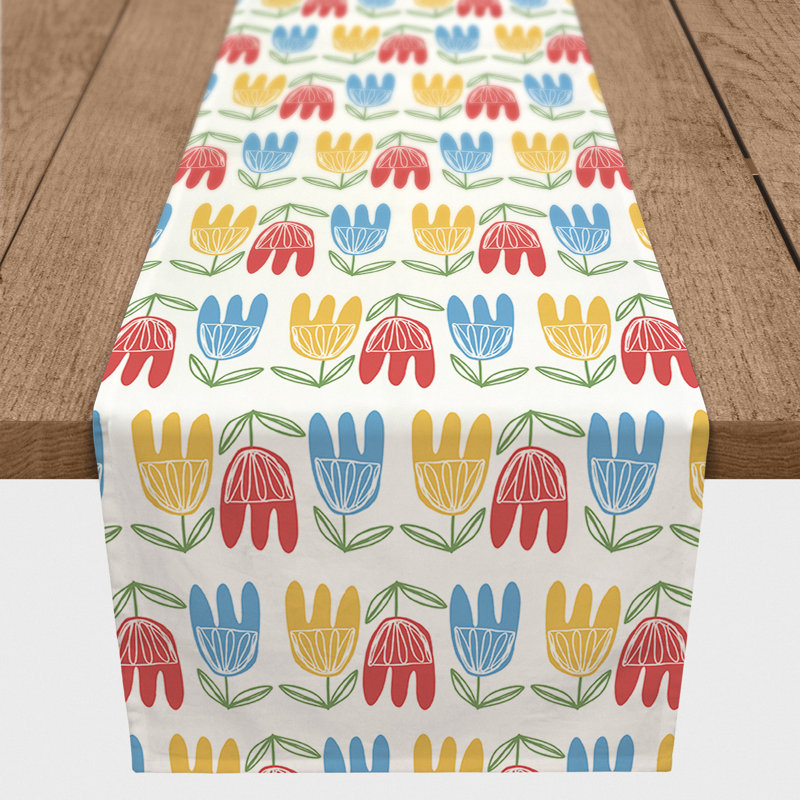 Chemin de table rectangulaire en polyester Arrain, 90 po x 16 po