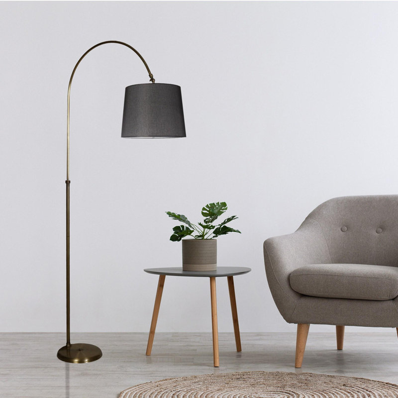 Luro Elegant Metal Floor Lamp, Black Finish, 78.7 in Height | 15.7 in Cap Diameter, 11.8 in Foot Diameter | E27 Socket, Max 60W | On/Off Switch on Cable | Perfect for Living Room, Bedroom, or Office Decor