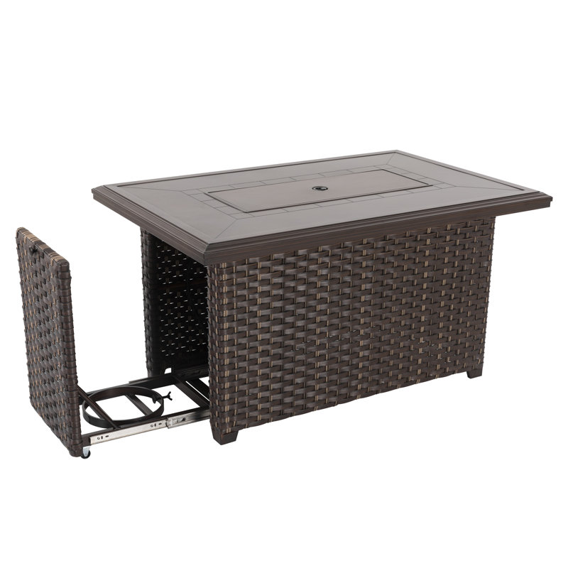 Table de foyer d'extérieur rectangulaire au propane 47 po avec couvercle 47 po