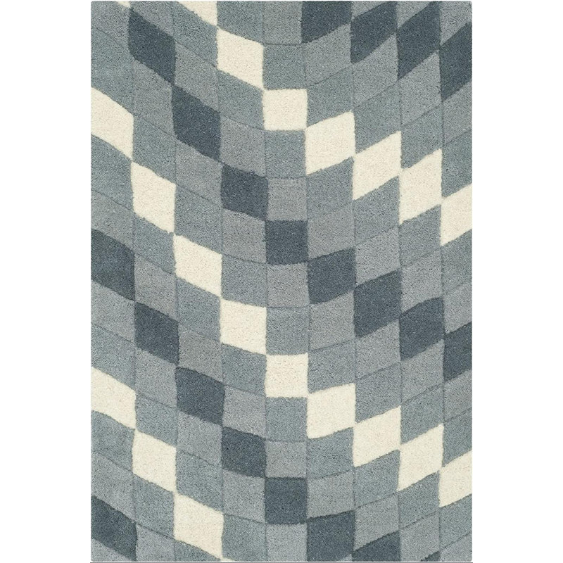 Aviesel Soho Hand Tufted Wool And Viscose Geometric Rug, Rectangle 2' x 3'
