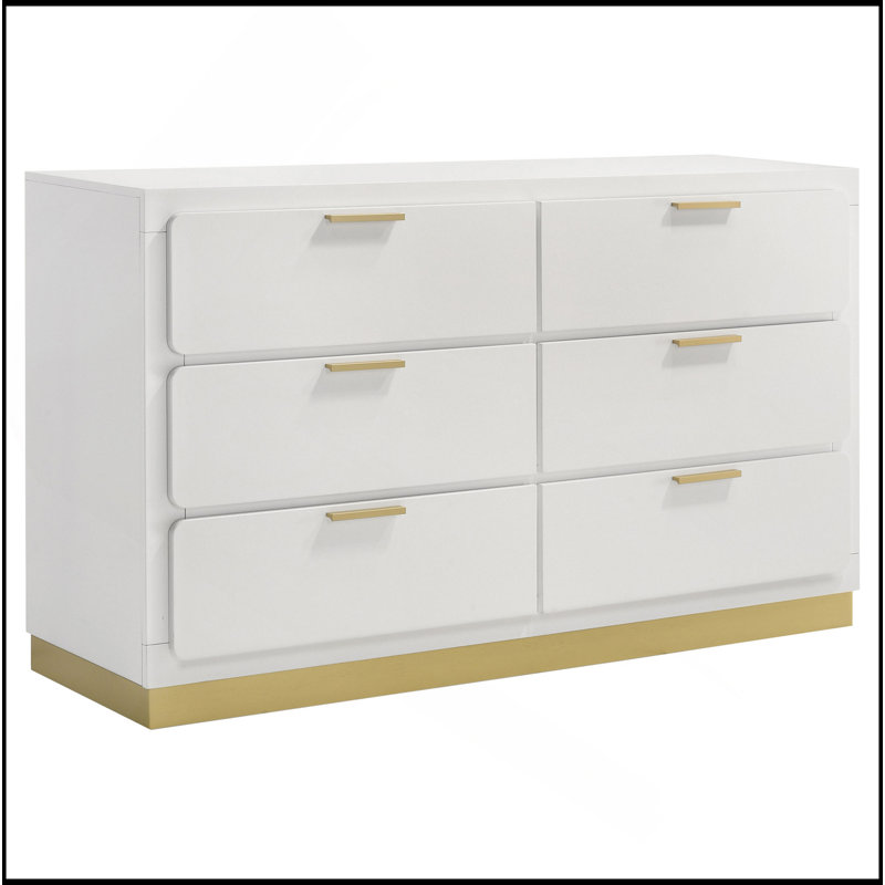 Commode 6 tiroirs Sophia, Blanc