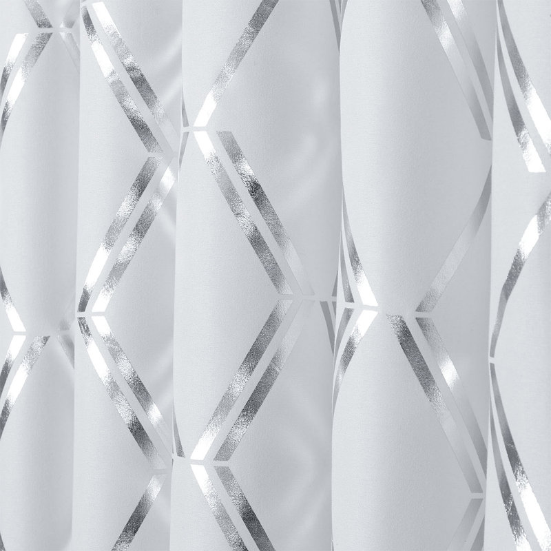 Geometric Shower Curtain, White/Silver