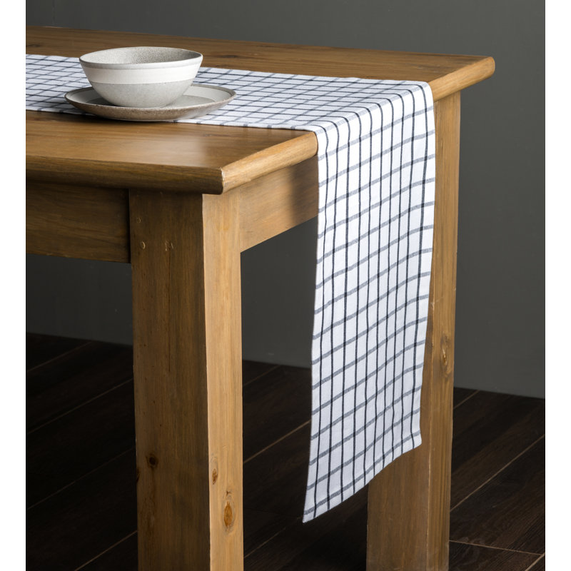 Checkered 100% Cotton Table Runner, Moonless Night