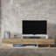 Meuble télé Dessein à deux tons pour téléviseur de 65 po ou moins - Console média minimaliste à profil bas avec rangement, finition bois blanc / brun-74423382