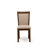 5 Piece Modern Dining Table Set Includes a Round Wooden Table with Pedestal and 4 Light Tan Linen Fabric Upholstered Parson Chairs,  Antique Walnut-312309838-312339668-312309836