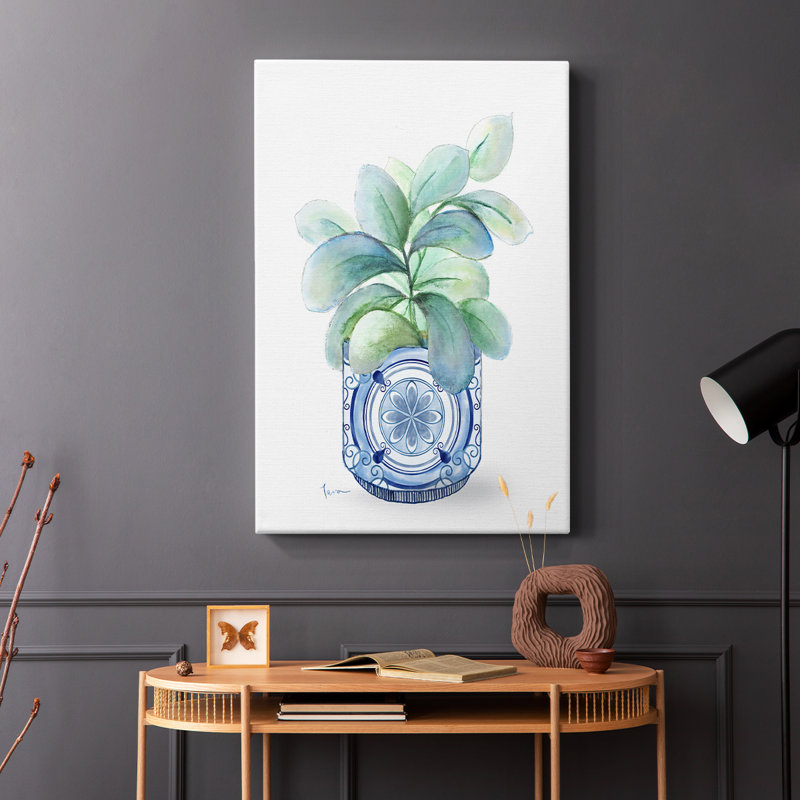 Plant chinoiserie II - Cavas enveloppés de galerie, H 60 po x l 40 po