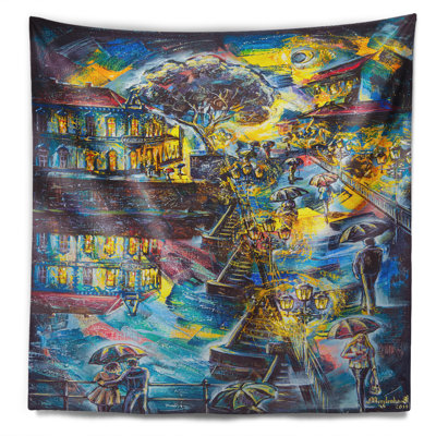 Tapisserie d'art graphique city night Cityscape