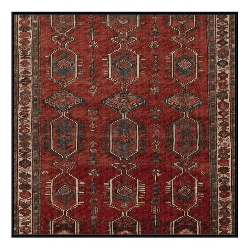 Machine Washable Persian Black Area Rug, Square 3'