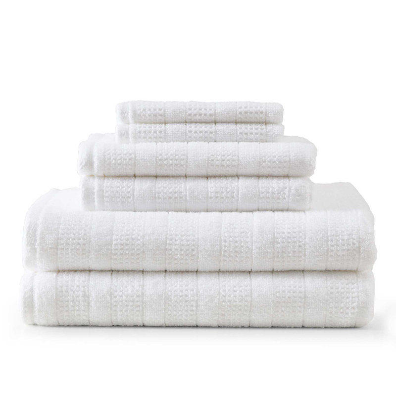 Martha Stewart Bedford Cottage Solid Cotton 6 Piece Towel Set, White