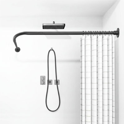 Tringle à rideau de douche réglable en L (29,9 po à 39,8 po), incurvée