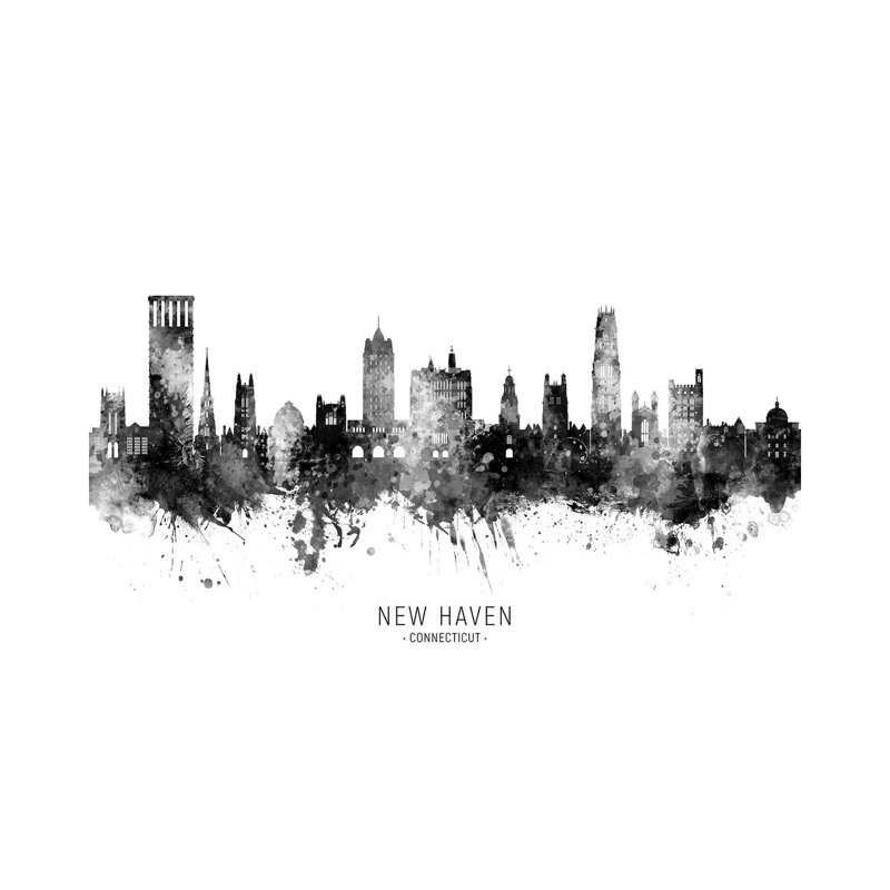 New Haven Connecticut Skyline Name by Michael Tompsett - Wrapped Canvas Painting, 101.6 cm H x 66.04 cm W