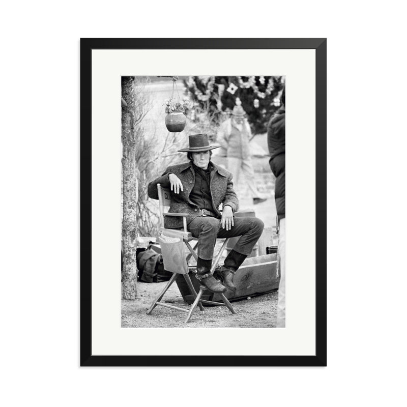 Clint Eastwood Relaxing On Set, Black, 31" H x 23" W