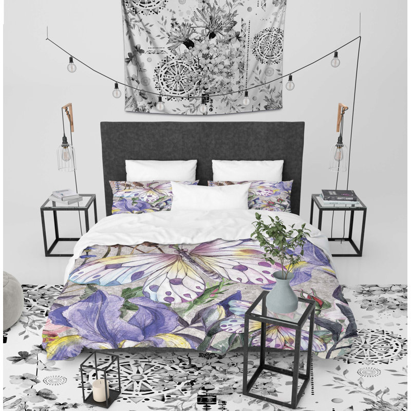 ButterFlower Flannel Comforter, Queen Comforter + 2 Standard Pillowcases