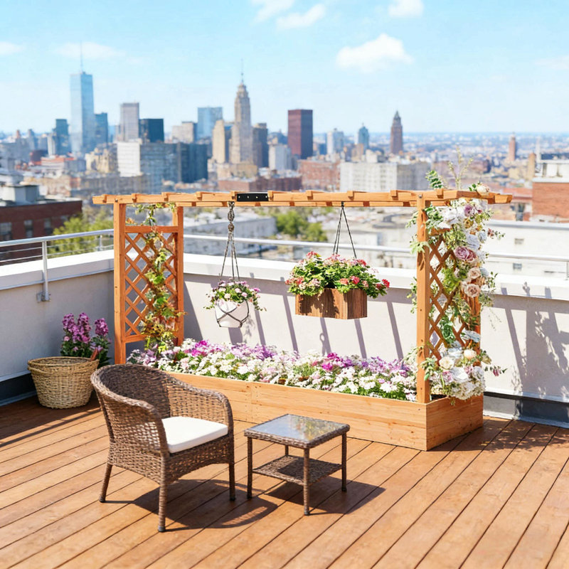 Wooden Planter Box,Trellis Planter,Raised Garden Bed