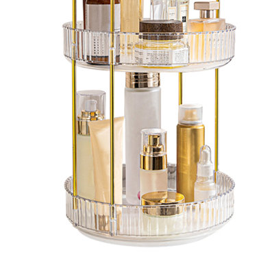 Light Luxury No-Drill Wall-Mount Rotating 3-Tier Bathroom Storage