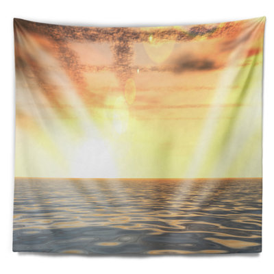 Superbe seascape de plage avec nuages sur tapisserie