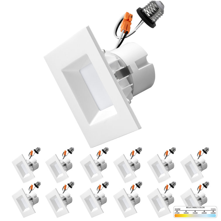 4 in. LED Retrofit Square Remodel Can Light 11W 750LM Dimmable Ceiling Light 5CCT Black Trim 12 PK