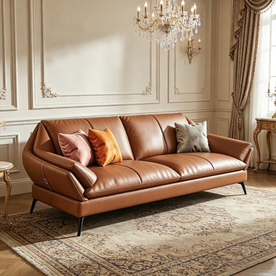 Orange Genuine Leather Modular Sofa