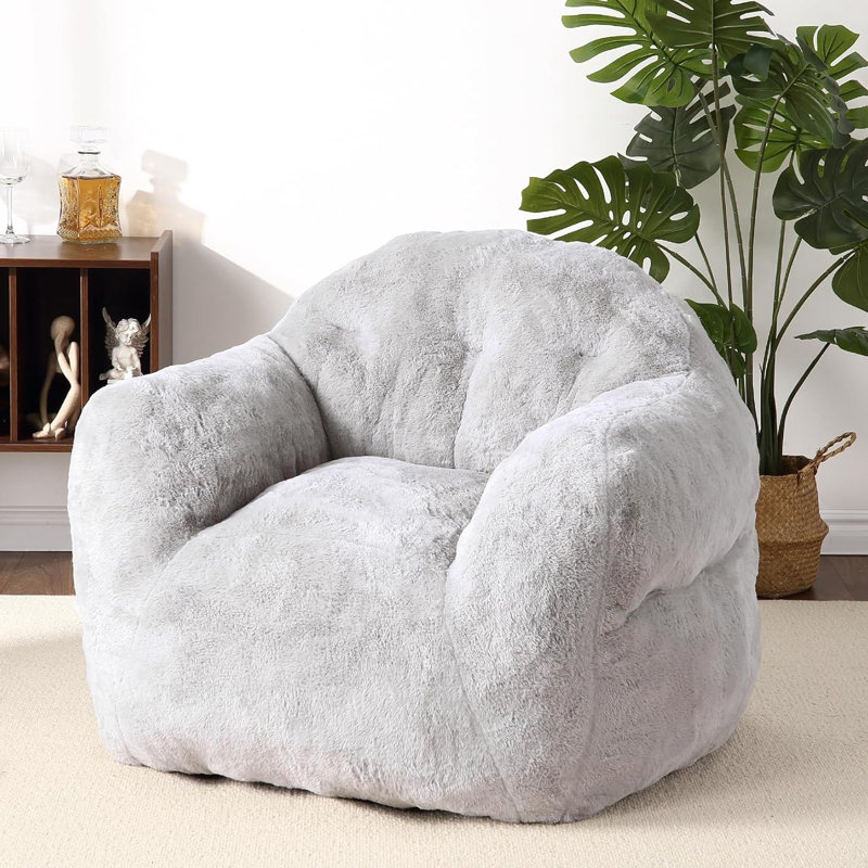 Fauteuil à billes pour adultes avec bourre, H 28 po x l 39 po x P 32 po, Gris clair
