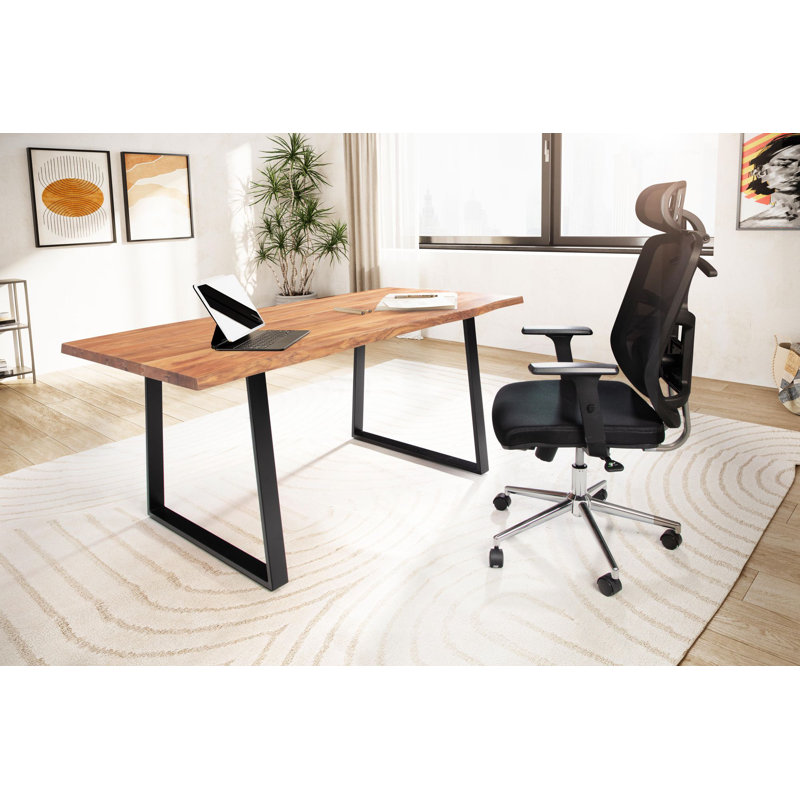 Lareina Metal Base Writing Desk, Black, 76 cm H x 120 cm W x 60 cm D