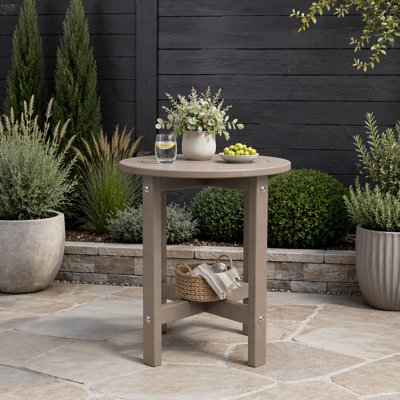 Table d'appoint compacte en PEHD pour l'extérieur, résistante aux intempéries et facile d'entretien pour les patios, les porches et les balcons, L 15,94 po x l 15,94 po x H 17,71 po