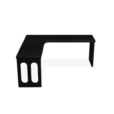 Black L-Shaped Solid Wood desks
