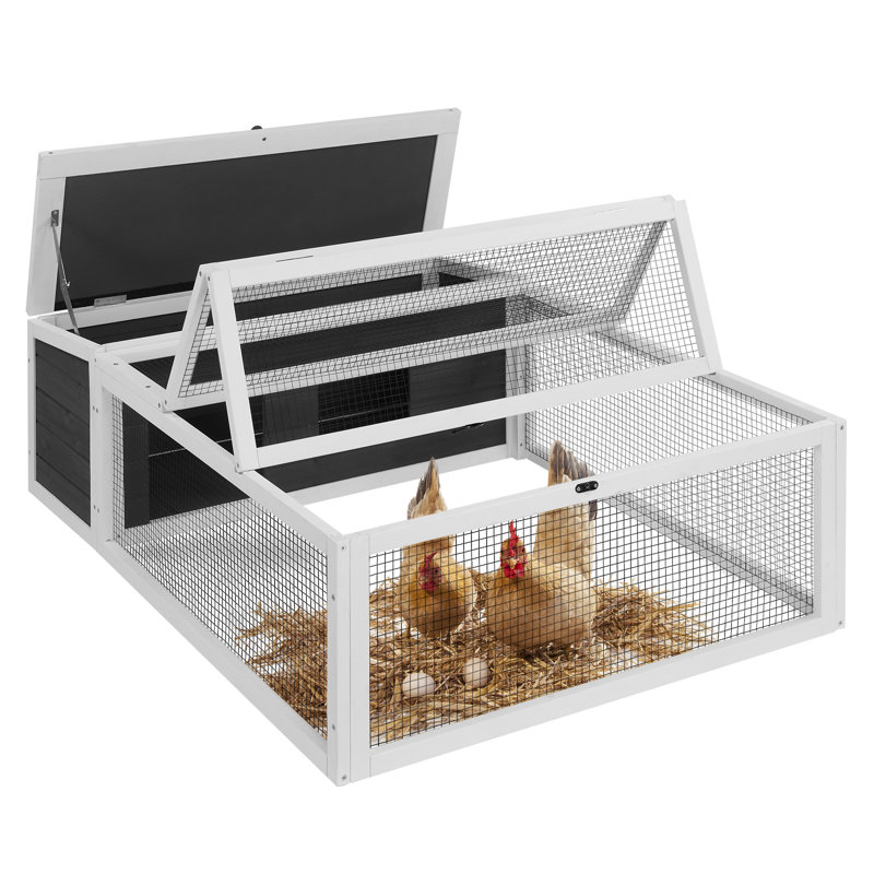 Cage à lapin en bois 50 po avec asphalte imperméable, toit ouvrant et porte latérale