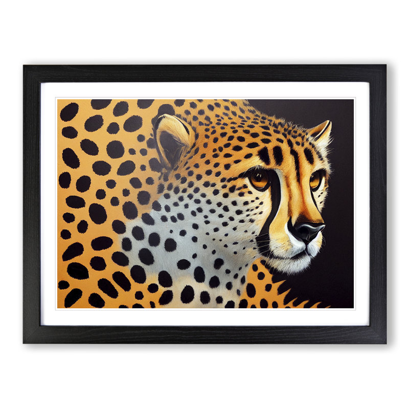 Explosive Cheetah - Single Picture Frame Print, Black, 46cm H x 64cm W x 2cm D