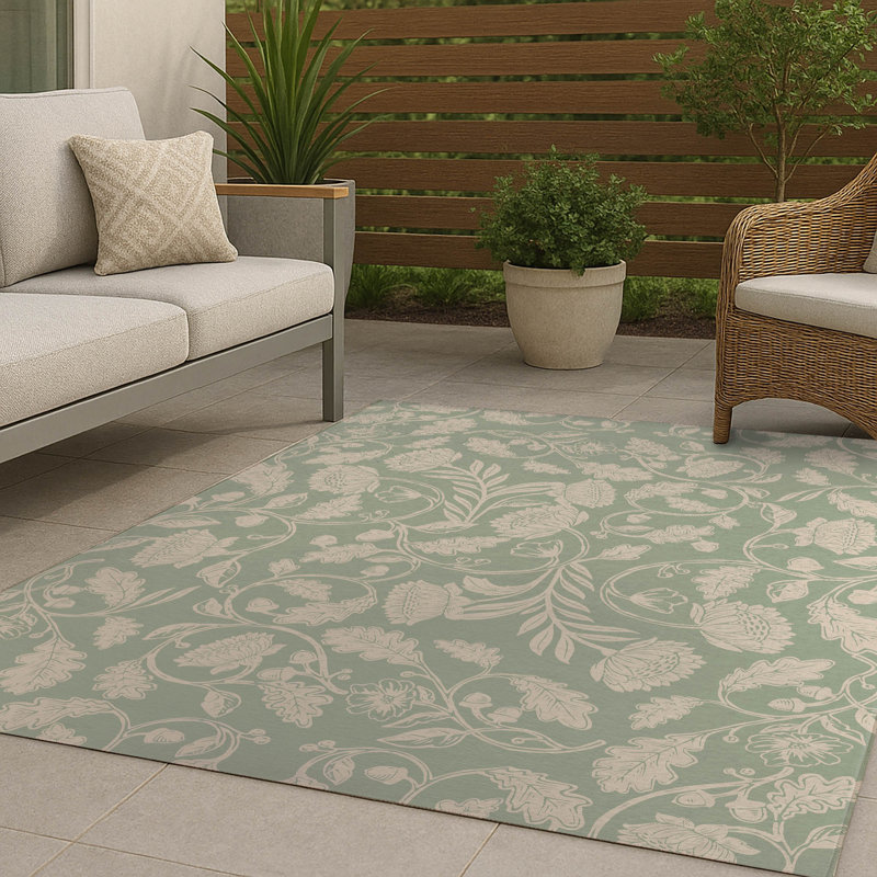 Autumn Vines Non Slip Outdoor Rug, Rectangle 4' x 6'