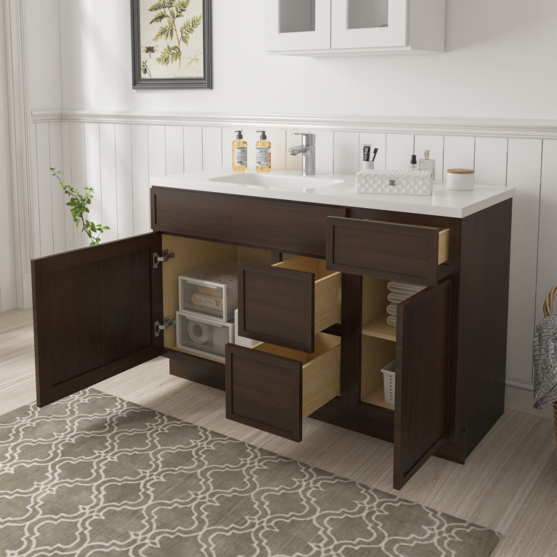 Base de meuble-lavabo simple 51 po seulement, Brun