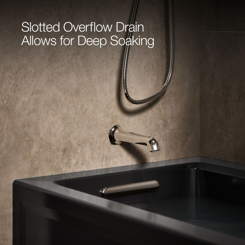 Archer® 60" x 30" Alcove/Tile in Soaking Bathtub, Black, Left