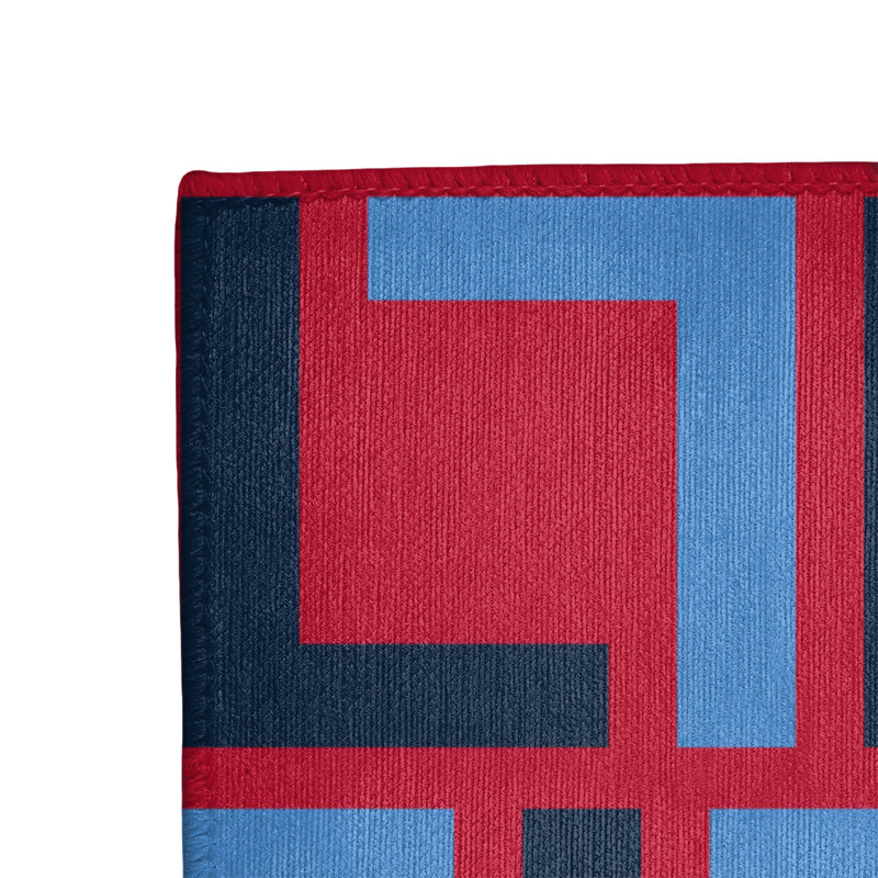 Tapis géométrique bleu marine / rouge / bleu, Rectangle 8 pi x 10 pi