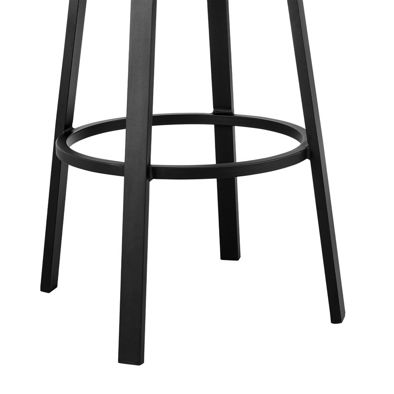 Tabouret de bar rotatif à hauteur de comptoir en aluminium et osier avec coussins gris Rikard, 26"