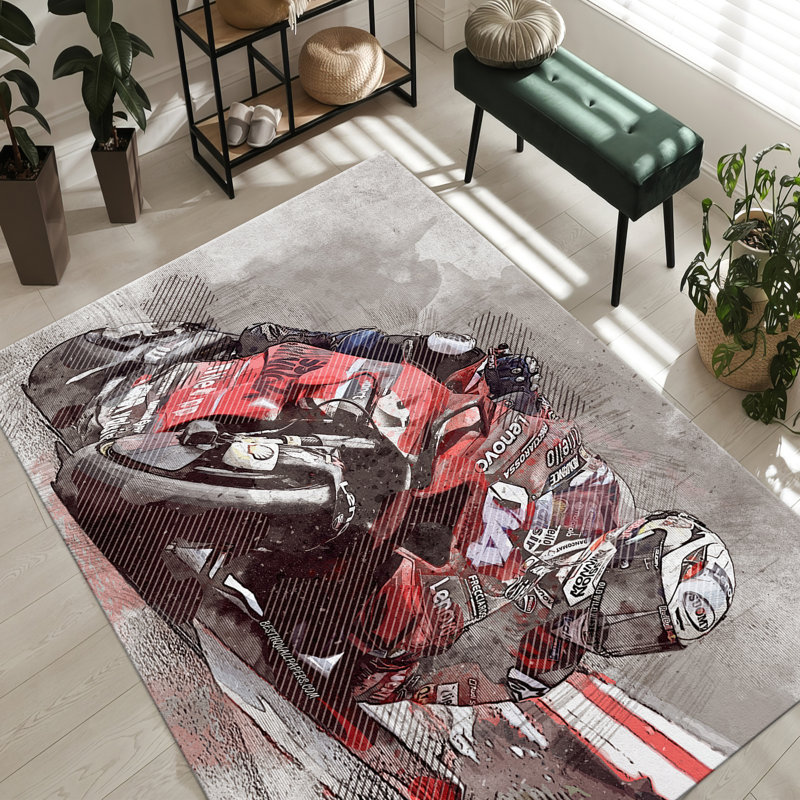 Non-Woven Thin Type Floral Printed Rug with Intricate Red and Blue Botanical Design for Indoor Home Decor, Runner 3'3" x 9'2"