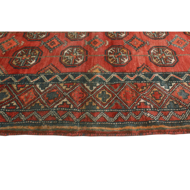 One-of-a-Kind 4'7" x 9'10" 1980s Runner Wool Area Rug in Red