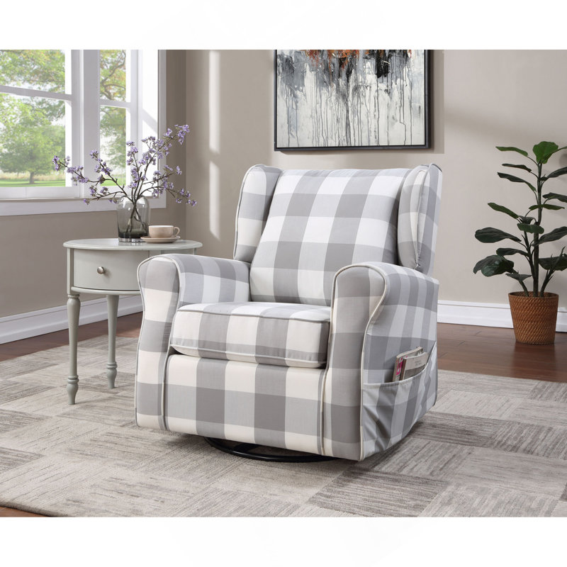 Fauteuil oscillant en tissu gris et blanc Patli