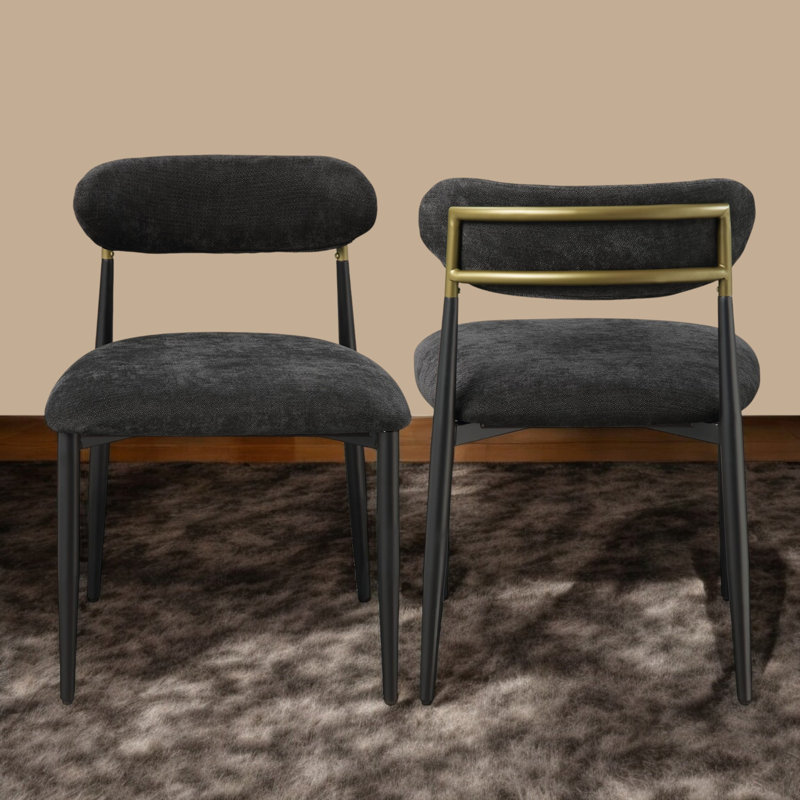 Ensemble de 2 chaises d'appoint en tissu noir et finition noire Jaramillo