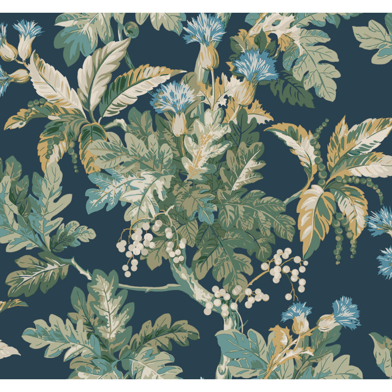 Briarwood Floral Wallpaper Double Roll, Navy