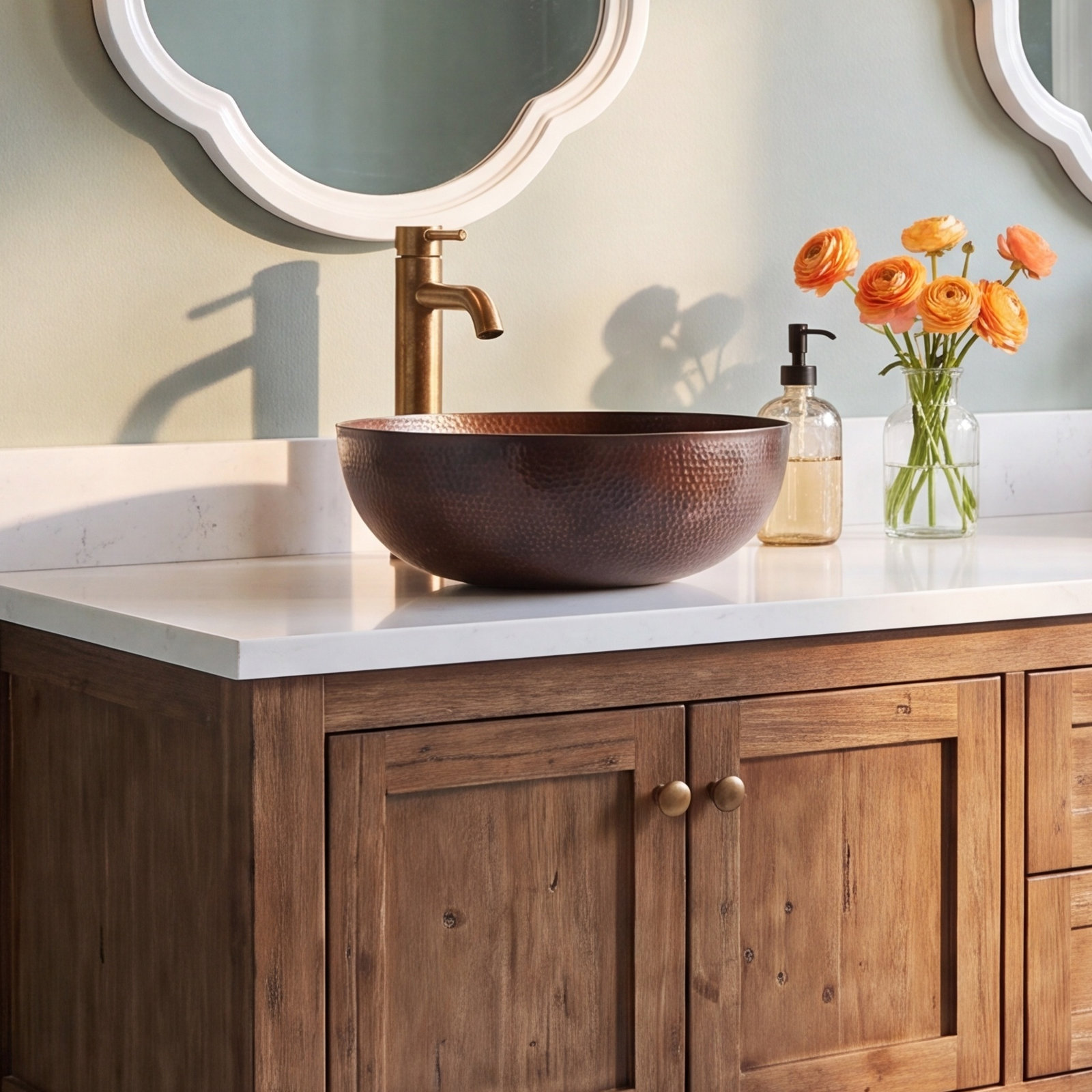 Maestro Copper Round Vessel Bathroom Sink